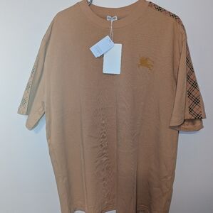BURBERRY Vintage Check-trim Cotton T-shirt In Brown.